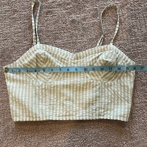Anthropologie Striped Bustier Top, White and Green, Cropped, Thin Straps, Sz S - Picture 8 of 11